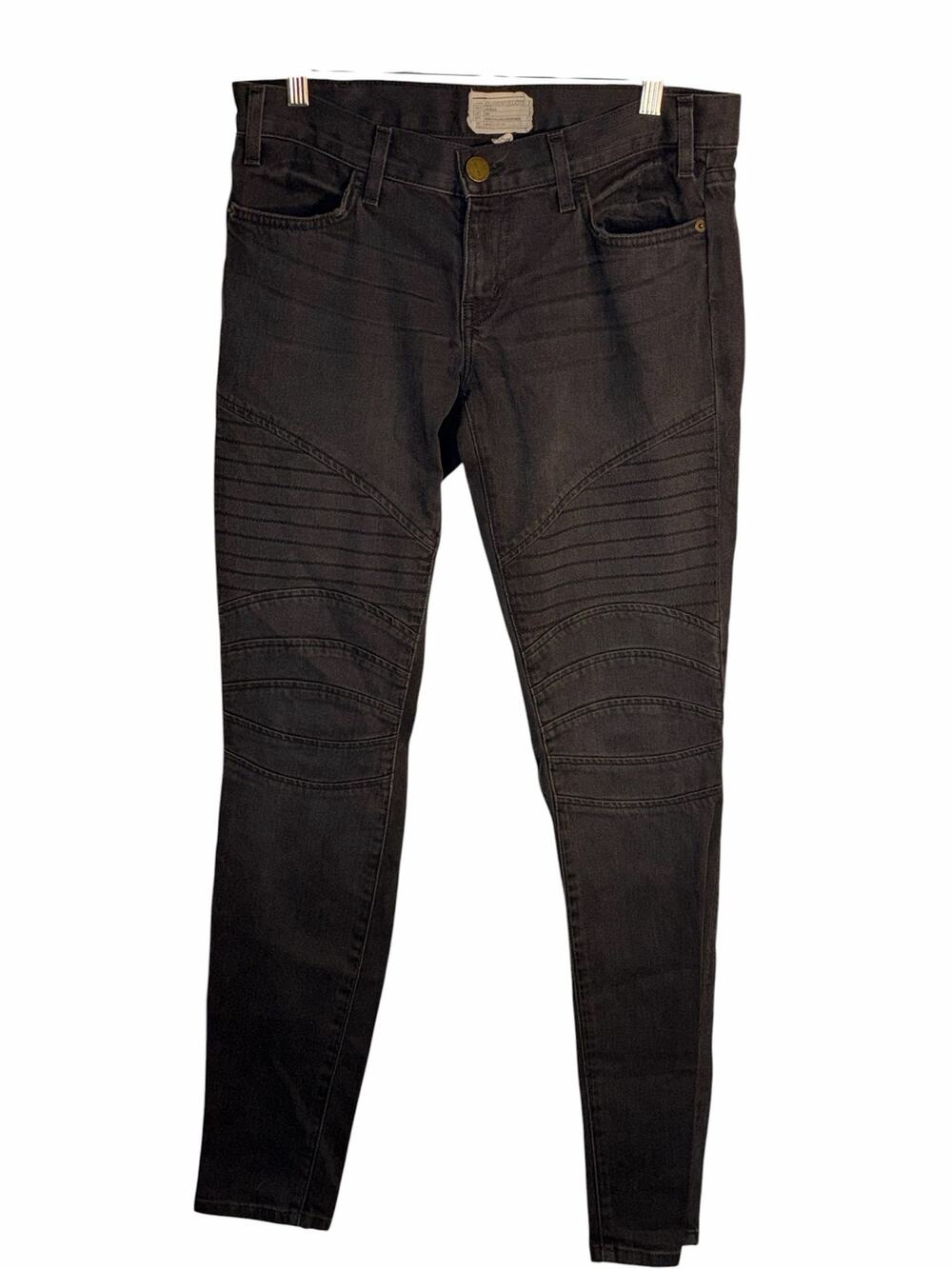Current/Elliott The Moto Skinny Jeans Black Night Wash Size 28
